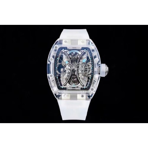 Richard Mille  RM 53-01 Transparent Case Real Tourbillon Pablo Mac Donough RMT Best Edition on White Rubber Strap