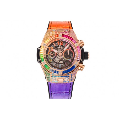 Hublot Big Bang Unico Rainbow King RG 45mm ZF 1:1 Best Edition on Rainbow Gummy Strap A1280