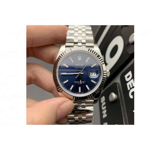 Rolex DateJust 41 126334 Clean 1:1 Best Edition 904L Steel Blue Stick Dial on Jubilee Bracelet VR3235