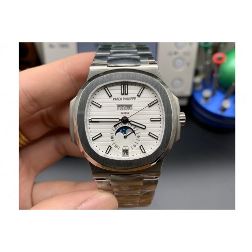 Patek Philippe Nautilus 5726 Full Function SS PPF 1:1 Best Edition White Dial on SS Bracelet A324