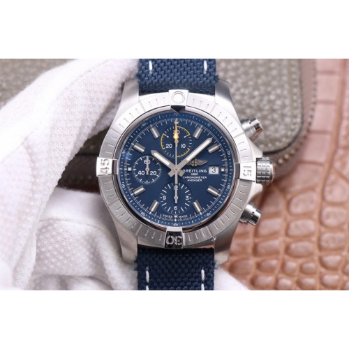 Breitling Avenger Chrono SS TF 1:1 Best Edition Blue Dial on Blue Nylon Strap A7750