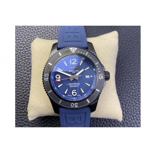 Breitling Superocean Automatic 46mm TF 1:1 Best Edition PVD Titanium Blue Dial  on Blue Rubber Strap A2824
