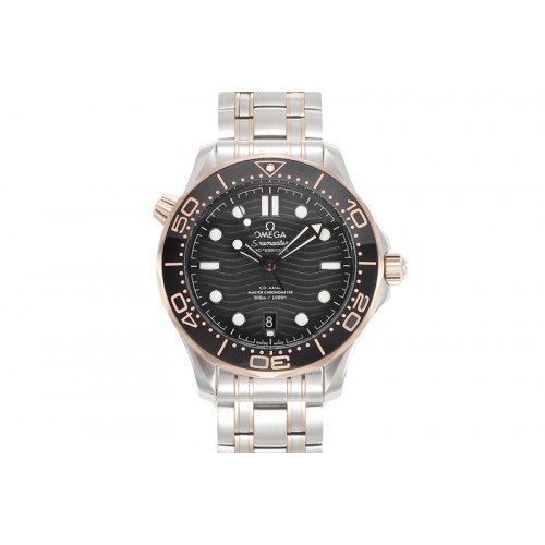 Omega 2018 Seamaster Diver 300M SS/RG VSF 1:1 Best Edition RG Bezel Black Dial on SS/RG Bracelet A8800