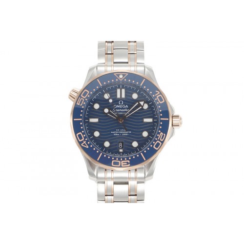 Omega 2018 Seamaster Diver 300M SS/RG VSF 1:1 Best Edition RG Bezel Blue Dial on SS/RG Bracelet A8800