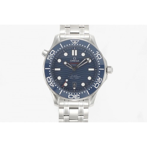 Omega 2018 Seamaster Diver 300M VSF 1:1 Best Edition Blue Ceramic Blue Dial on SS Bracelet A8800 V2 (Black Balance Wheel)