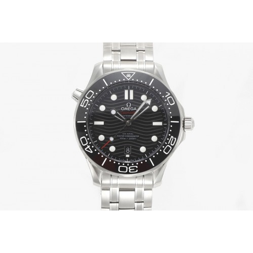 Omega 2018 Seamaster Diver 300M VSF 1:1 Best Edition Black Ceramic Black Dial on SS Bracelet A8800 V2 (Black Balance Wheel)