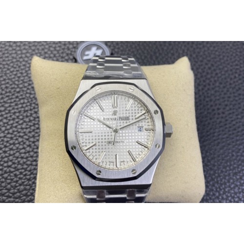 Audemars Piguet Royal Oak 41mm 15400 SS ZF 1:1 Best Edition White Textured Dial on SS Bracelet SA3120 V2 Super Clone