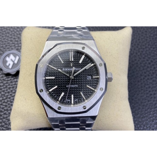 Audemars Piguet Royal Oak 41mm 15400 SS ZF 1:1 Best Edition Black Textured Dial on SS Bracelet SA3120 V2 Super Clone