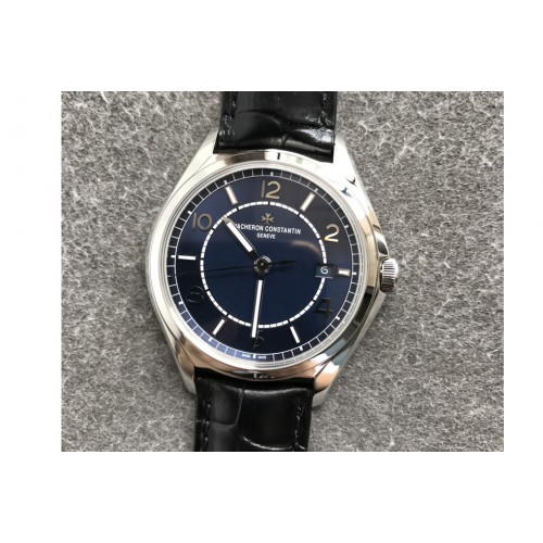 Vacheron Constantin Fiftysix SS 40mm ZF 1:1 Best Edition Blue Dial on Black Leather Strap A1326