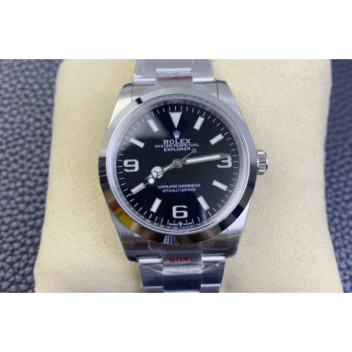 Rolex Explorer 124270 36mm 904L Steel JDF 1:1 Best Edition Black Dial on SS Bracelet SA3230