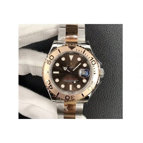 Rolex Yacht-Master 116621 SS/RG EWF 1:1 Best Edition Brown Dial on SS/RG Bracelet SA3235