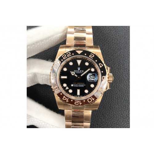 Rolex GMT-Master II 126715 CHNR Black/Brown Ceramic RG EWF Best Edition Black Dial on RG Bracelet SA3186