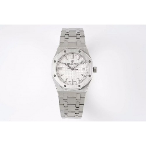 Audemars Piguet Royal Oak 77351 Ladies SS NTF Best Edition White Dial Diamonds Bezel on SS Bracelet A5800