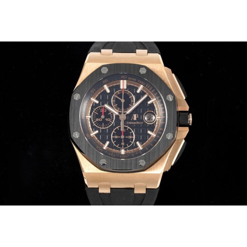 Audemars Piguet Royal Oak Offshore 44mm RG Ceramic Bezel RSF 1:1 Best Edition Black Dial on Rubber Strap A3126