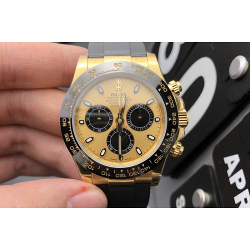 Rolex Daytona 116518 EWF 1:1 Best Edition 904L Steel YG/Black Dial on Oysterflex Strap A7750