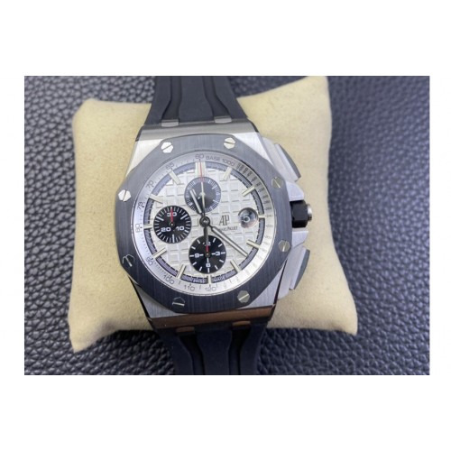 Audemars Piguet Royal Oak Offshore 44mm SS APSF 1:1 Best Edition White Dial on Black Rubber Strap A3126