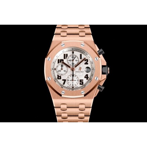 Audemars Piguet Royal Oak Offshore 42mm RG TKF Best Edition White Dial on RG Bracelet A7750