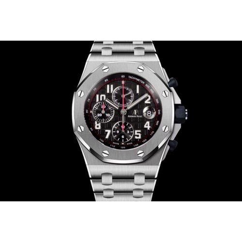 Audemars Piguet Royal Oak Offshore 42mm Black Themes SS TKF Best Edition Black Dial on SS Bracelet A7750