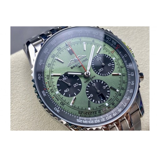 Breitling Navitimer B01 43mm SS B50 Best Edition Green Dial On SS Bracelet A7750 Breitling Navitimer B01 43mm SS B50 Best Edition Green Dial On SS Bracelet A7750