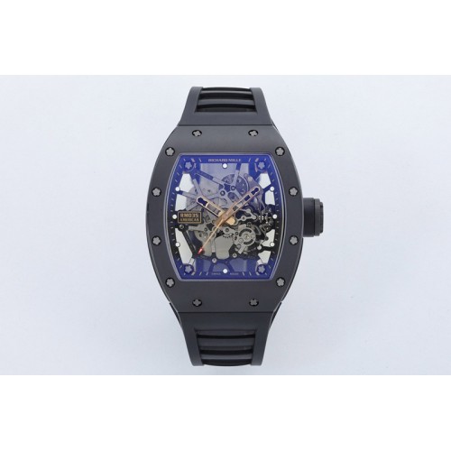 Richard Mille RM035 Americas Black Ceramic / RG ZF 1:1 Best Edition Skeleton Dial on Black Rubber Strap RMUL1 Super Clone