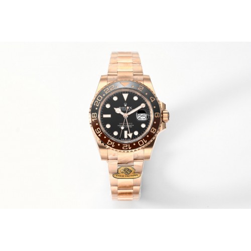 Rolex GMT Master II 126715 CHNR Gain Weight Gold Factory 1:1 Best Edition Black Dial on RG Bracelet VR3285 CHS