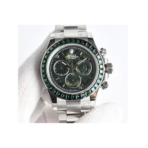 Rolex Daytona Cosmograph Green T Crystals Bezel SS PPMF Best Green Skeleton Dial On SS Bracelet A4801