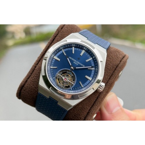 Vacheron Constantin Overseas Tourbillon SS BBS Best Edition Blue Dial on Blue Rubber Strap