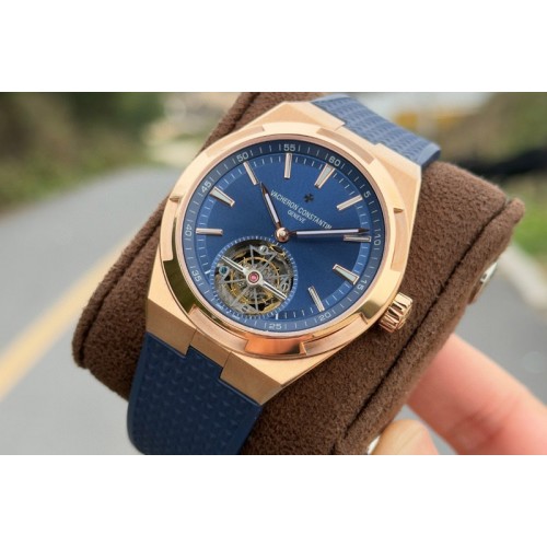 Vacheron Constantin Overseas Tourbillon RG BBS Best Edition Blue Dial on Blue Rubber Strap