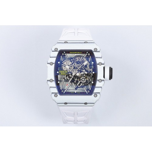 Richard Mille RM35-01 White NTPT ZF 1:1 Best Edition Skeleton Dial on White Shark Strap RMUL3 Super Clone