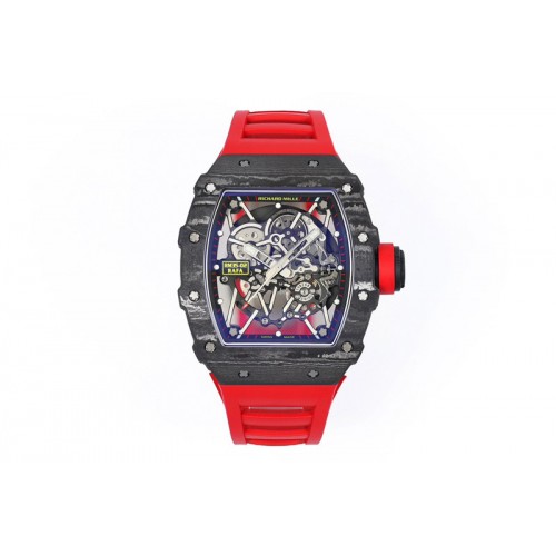 Richard Mille RM035-02 NTPT ZF 1:1 Best Edition Skeleton Dial on Red Rubber Strap RMAL1 Super Clone V7