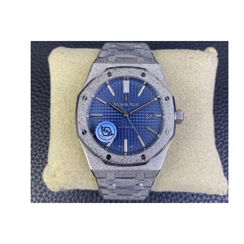 Audemars Piguet Royal Oak 41mm 15410 Frosted SS APSF 1:1 Best Edition Blue Textured Dial on SS Bracelet SA3120 Super Clone