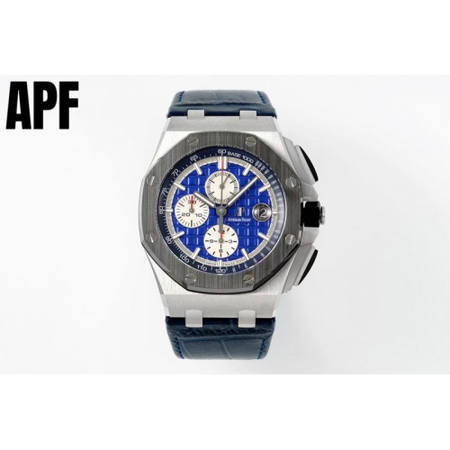 Audemars Piguet Royal Oak Offshore 44mm Black Ceramic Bezel APF 1:1 Best Edition Blue Dial on Black Rubber Strap A3126