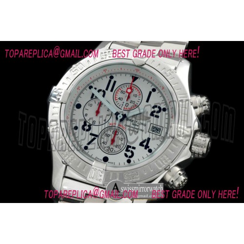 Breitling Super Avenger SS/SS White Num Jap OS20