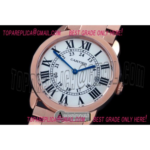 Ronde De Cartier Solo Mid RG/RG White Swiss Quartz