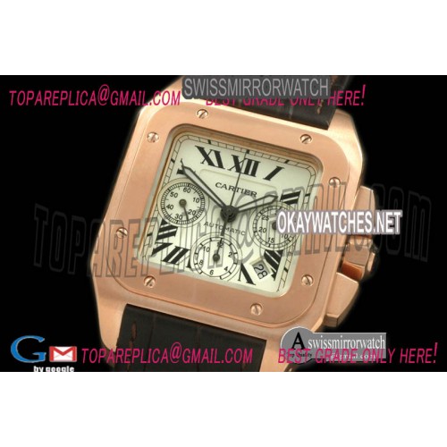 Cartier Santos 100 Chrono RG/LE White Asian7753