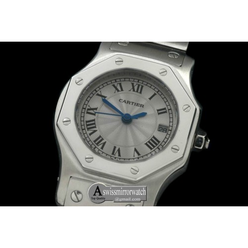 Cartier Ladies Original Santos SS/SS White Swiss Quartz