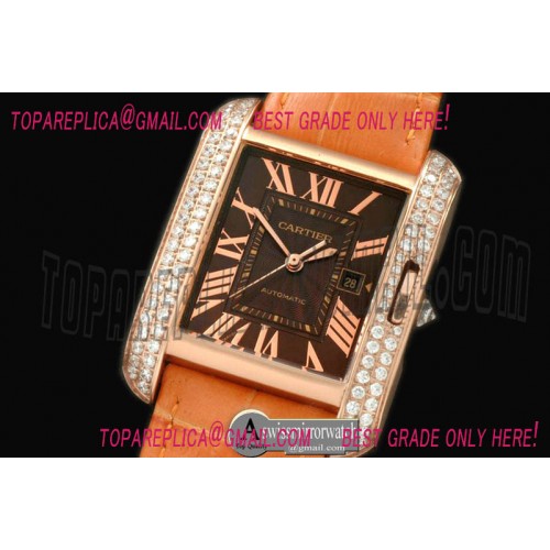 Cartier Tank Anglaise Mid RG/LE Black Swiss Eta 2671