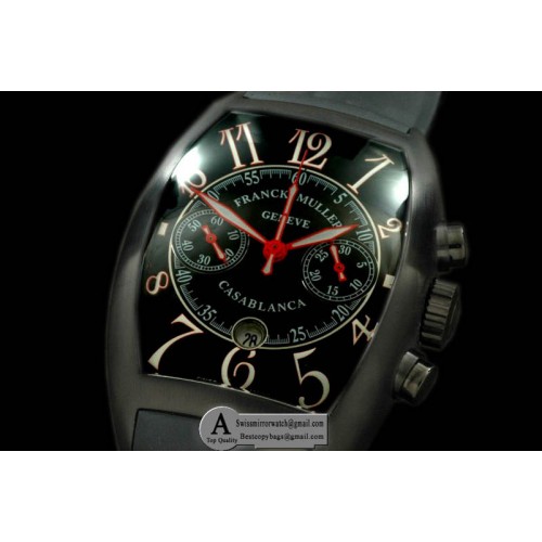 Franck Muller Casablanca Chrono PVD Rubber Black Asia 7753 Replica Watches