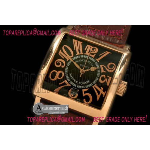 Franck Muller Men Master Square RG/LE RG Black Num Asian 2836