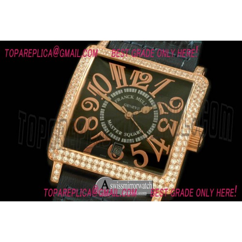 Franck Muller Men Master Square RG/LE RG Black Num Asian 2836