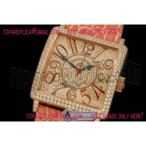 Franck Muller Men Master Square RG/LE Crazy Colours Num Asian 2836