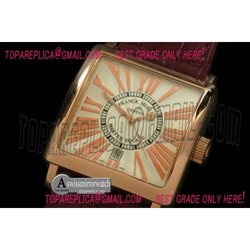 Franck Muller Men Master Square RG/LE RG White Roman Asian 2836