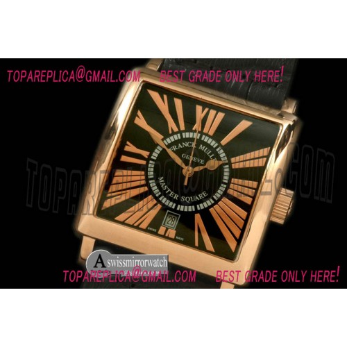 Franck Muller Men Master Square RG/LE RG Black Roman Asian 2836
