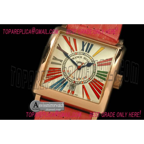 Franck Muller Men Master Square RG/LE RG White Crazy Roman Asian 2836