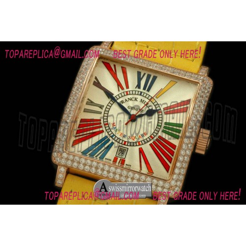 Franck Muller Men Master Square RG/LE RG White Crazy Roman Asian 2836