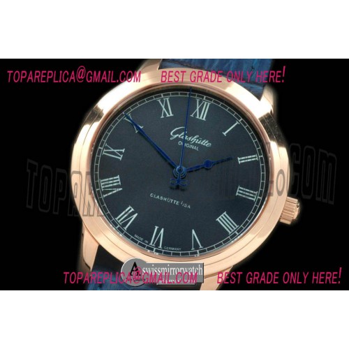 Glashutte Senator Sixties RG/LE Blue Asian 2824