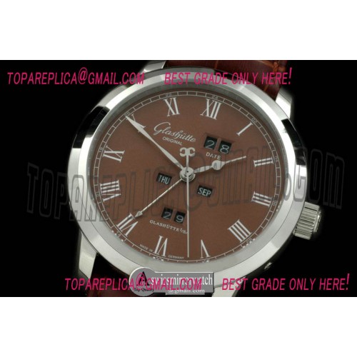 Glashutte Senator Perpertual Calendar SS/LE Brown Asian 2813