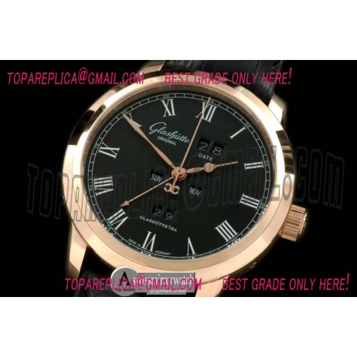Glashutte Senator Perpertual Calendar RG/LE Black Asian 2813