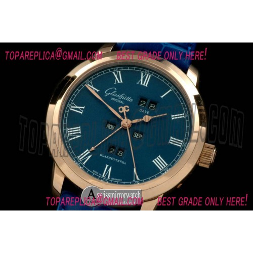 Glashutte Senator Perpertual Calendar RG/LE Blue Asian 2813