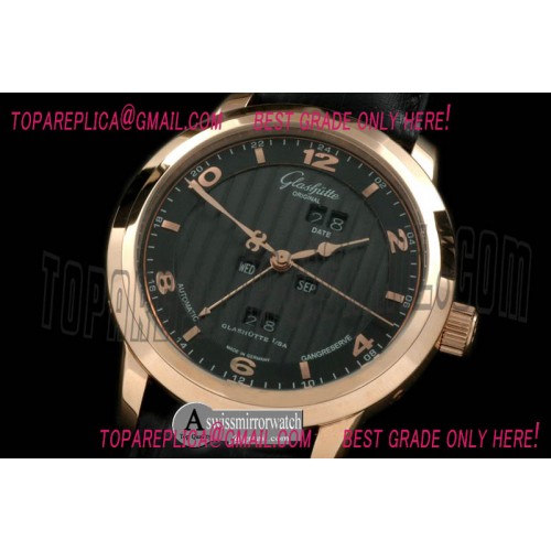 Glashutte Panomatic Perpertual Calendar RG/LE Black Asian 2813